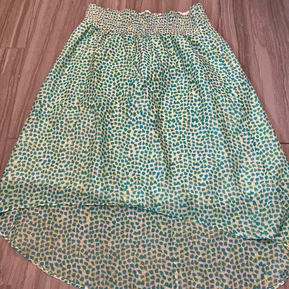 Ann Taylor Blue A-Line Midi Skirt High-Low Casual